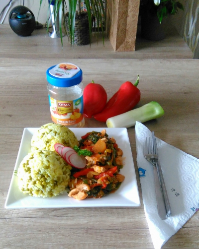 Kuřecí Sweet&Sour nugetky s hráškovou kari-rýží